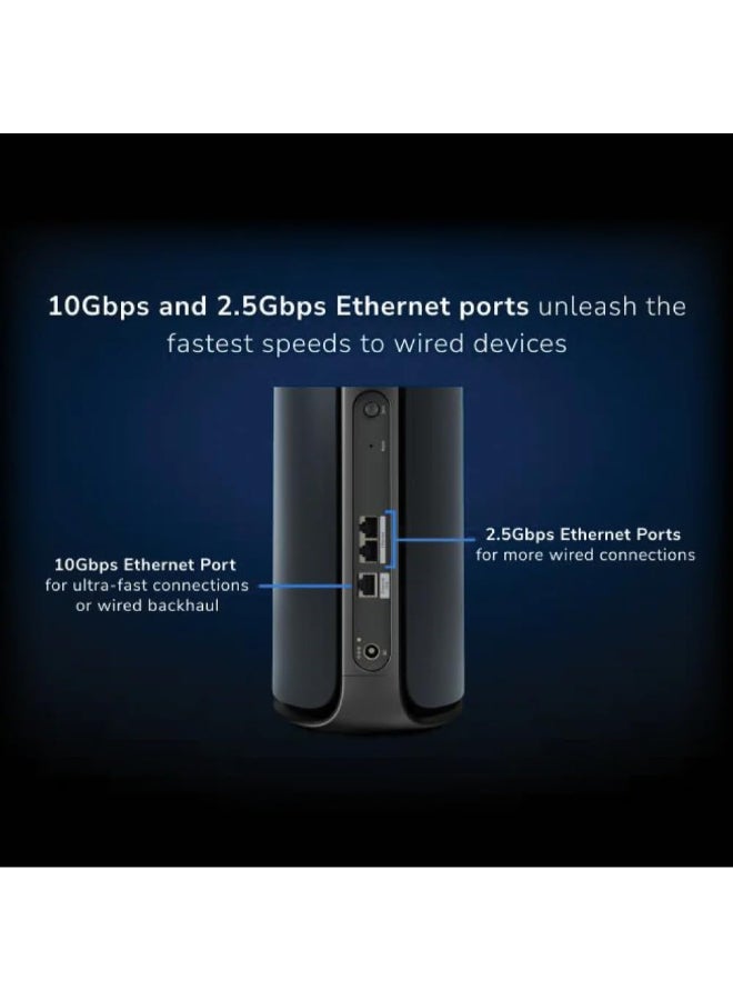 NETGEAR - ORBI 970 SERIES QUAD-BAND WIFI 7 MESH ADD-ON SATELLITE - Works with Existing 970 Series Mesh System or Router - Adds Coverage up to 3,300 sq. ft. - BE27000 802.11be – Satellite Black - Image 1