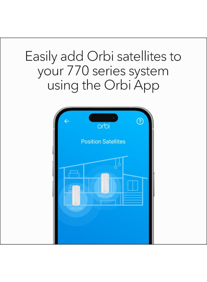 نت جير - ORBI 770 SERIES TRI-BAND WIFI 7 MESH ADD-ON SATELLITE – Works with Orbi RBE772 and RBE773 – Adds Coverage up to 2,750 sq. ft. - BE11000 802.11be (up to 11Gbps) – Satellite White - Image 1