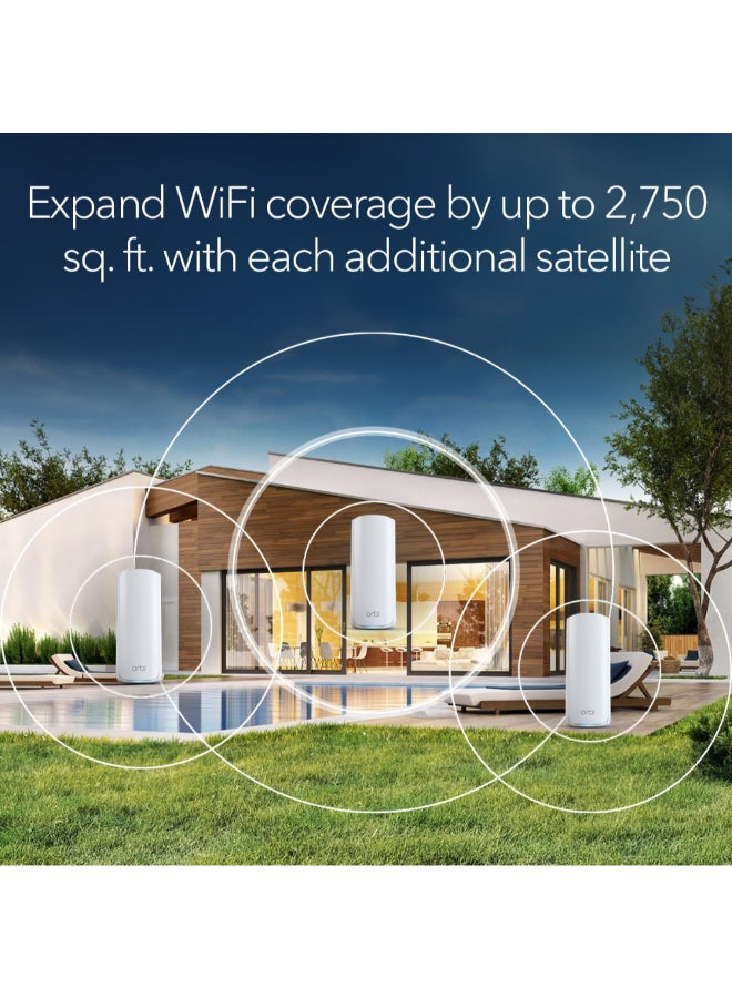 NETGEAR ORBI 770 SERIES TRI-BAND WIFI 7 MESH ADD-ON SATELLITE – Works with Orbi RBE772 and RBE773 – Adds Coverage up to 2,750 sq. ft. - BE11000 802.11be (up to 11Gbps) – Satellite White  - Image 3