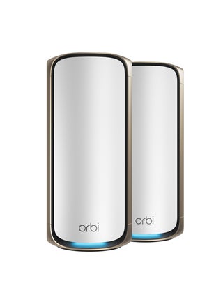 ORBI 970 SERIES QUAD-BAND WIFI 7 MESH NETWORK SYSTEM, Router + 1 Satellite Extender, Covers Up to 6,600 sq. ft., 200 Devices, 10 Gig Internet Port, BE27000 802.11be (Up to 27Gbps) – 2 PACK White - pnsku/N70139195V/45/_/1742975344/0c687b65-03d7-4bff-bc4b-935f0616b83e