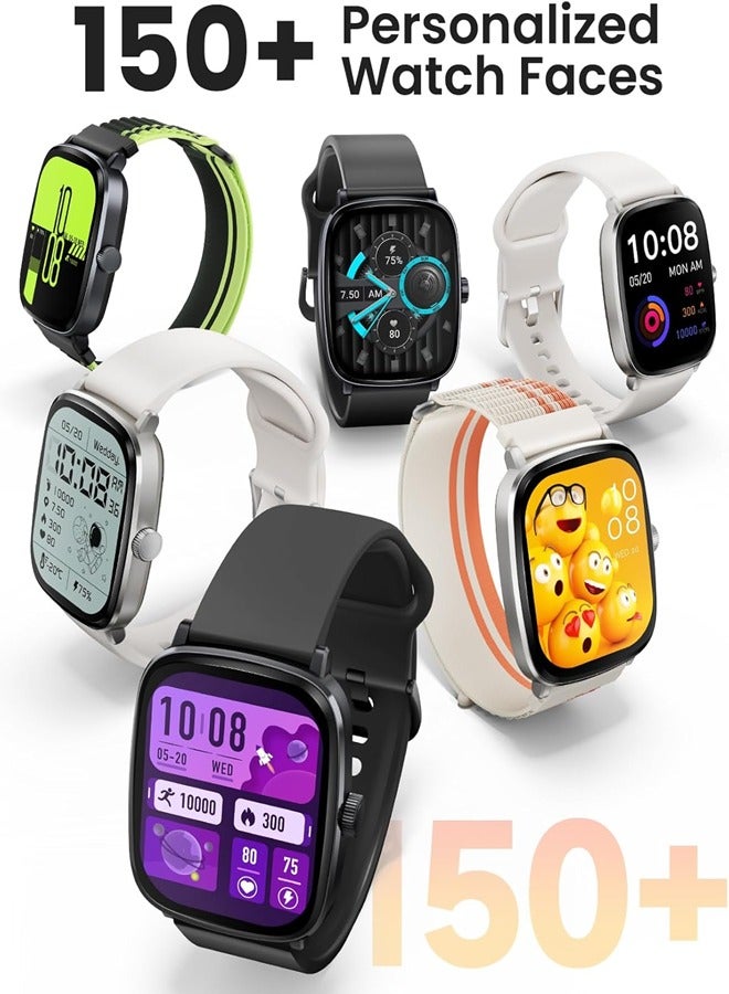 Smart Watch for Men Women,2.01" AMOLED Display Smartwatch with Bluetooth Call(Answer/Make),Two Straps,Fitness Tracker with 150 Sport Modes,IP68,Compatible with iOS and Android RS5 Black