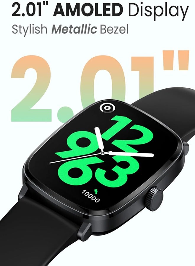 Smart Watch for Men Women,2.01" AMOLED Display Smartwatch with Bluetooth Call(Answer/Make),Two Straps,Fitness Tracker with 150 Sport Modes,IP68,Compatible with iOS and Android RS5 Black