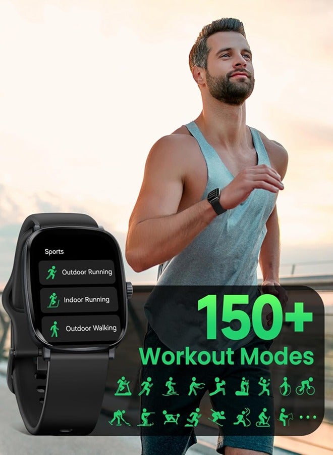 Smart Watch for Men Women,2.01" AMOLED Display Smartwatch with Bluetooth Call(Answer/Make),Two Straps,Fitness Tracker with 150 Sport Modes,IP68,Compatible with iOS and Android RS5 Black