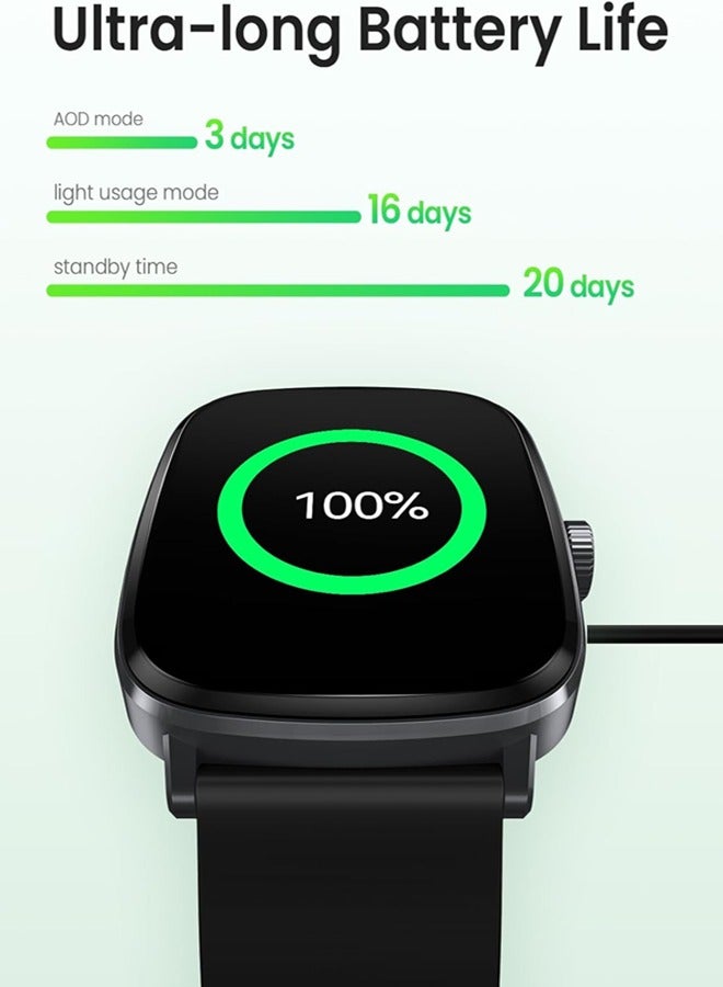 Smart Watch for Men Women,2.01" AMOLED Display Smartwatch with Bluetooth Call(Answer/Make),Two Straps,Fitness Tracker with 150 Sport Modes,IP68,Compatible with iOS and Android RS5 Black