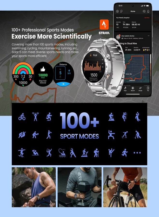 Haylou - Smartwatch 1.58 AMOLED Display, 15 Days Battery Life, Health and Fitness Tracking, Notifications Alerts, 100+ Sports Modes, Dynamic Watch Faces and Supports NFC Access Control SOLAR-5 Silver - Image 1