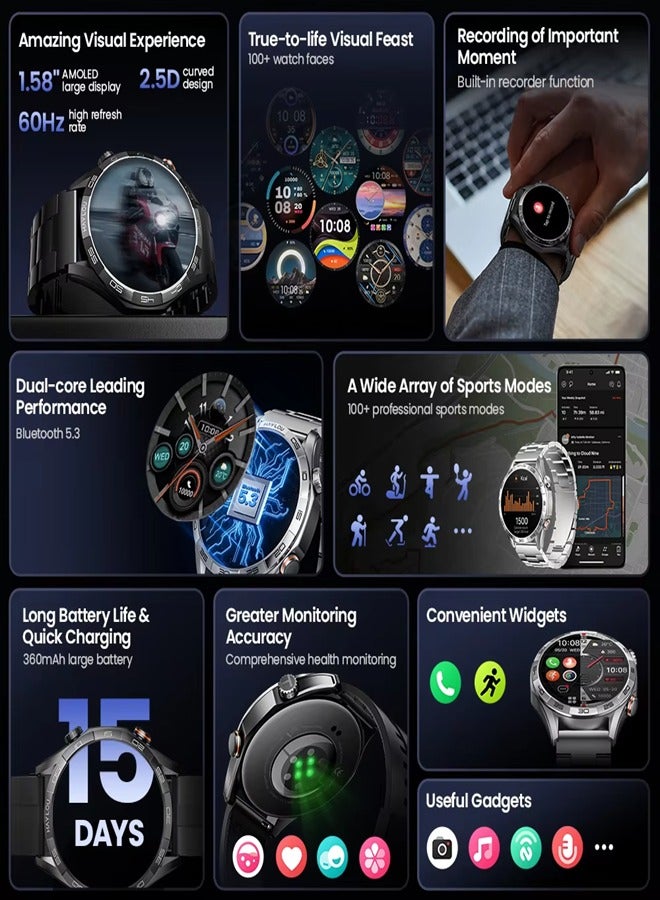 Haylou - Smartwatch 1.58 AMOLED Display, 15 Days Battery Life, Health and Fitness Tracking, Notifications Alerts, 100+ Sports Modes, Dynamic Watch Faces and Supports NFC Access Control SOLAR-5 Silver - Image 1