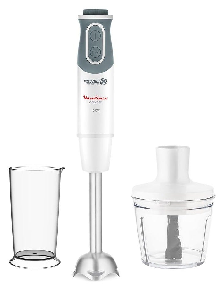 Moulinex Optichef Hand Blender 1000 Watts 12 Functions 500 ML Chopper White DD6551EG  - Image 1
