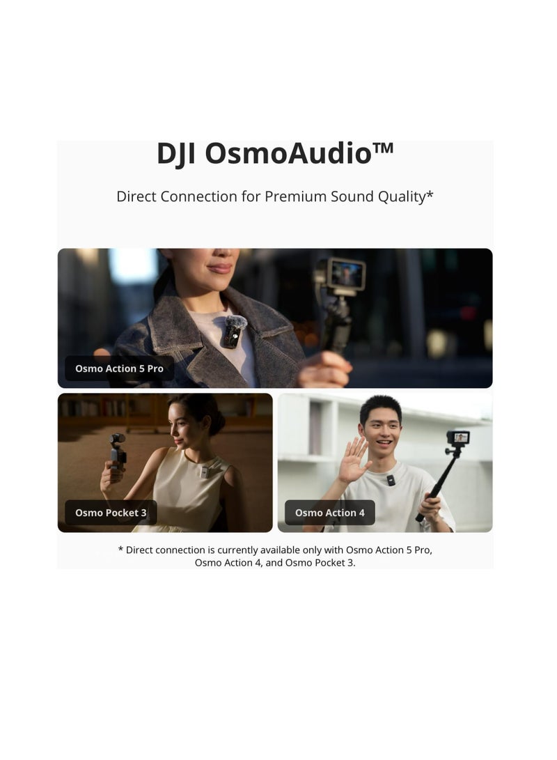 dji Wireless Microphone with Intelligent Noise Cancelling, 32-bit Float Internal Recording, Optimized Sound, 250m (820 ft.) Range, Microphone for iPhone, Android, Camera, Vlogs MIC 2 (1 TX+1 RX) Black  - Image 2