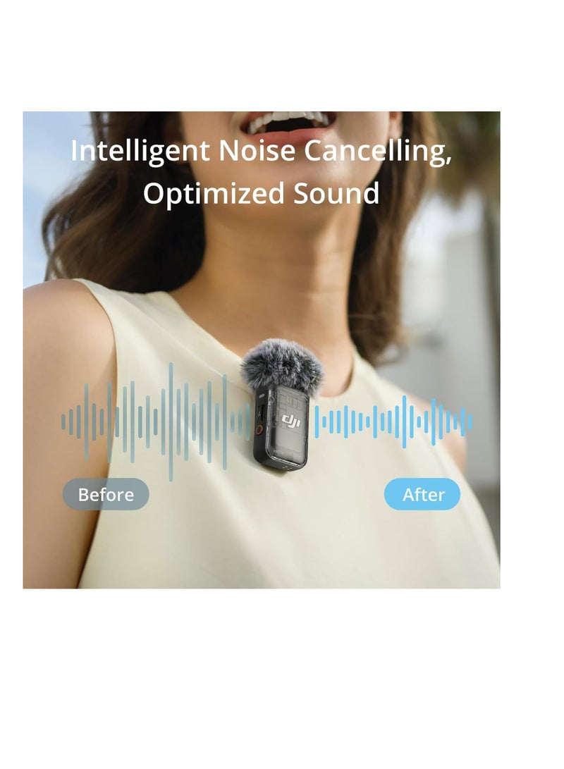 dji Wireless Microphone with Intelligent Noise Cancelling, 32-bit Float Internal Recording, Optimized Sound, 250m (820 ft.) Range, Microphone for iPhone, Android, Camera, Vlogs MIC 2 (1 TX+1 RX) Black  - Image 5