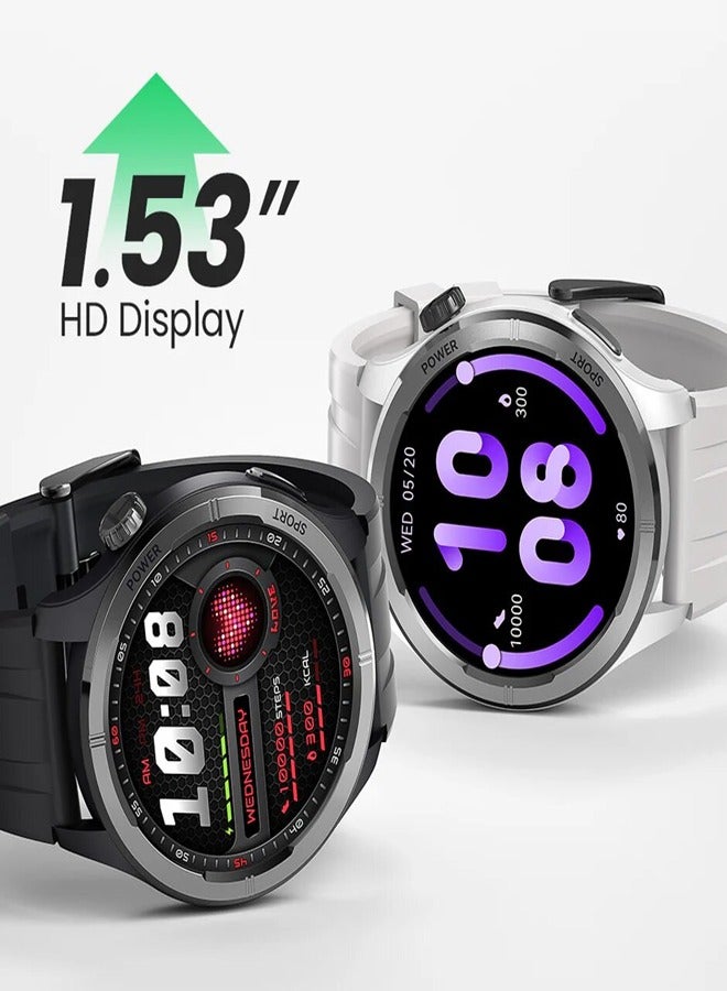 Haylou - Smart Watch for Men, 1.53" HD Display, Smart Message Notifications, Health Monitoring, Bluetooth 5.3 Connection, 150+ Watch Faces, 127 Workout Modes and 7 Days Long Battery Life Solar Neo HF008 Silver - Image 1