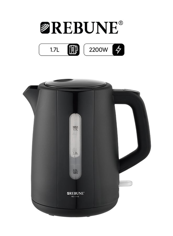 REBUNE Electric Kettle, with Water Purification Filter, 1.7 L 2200 W RE-1-115 Black 