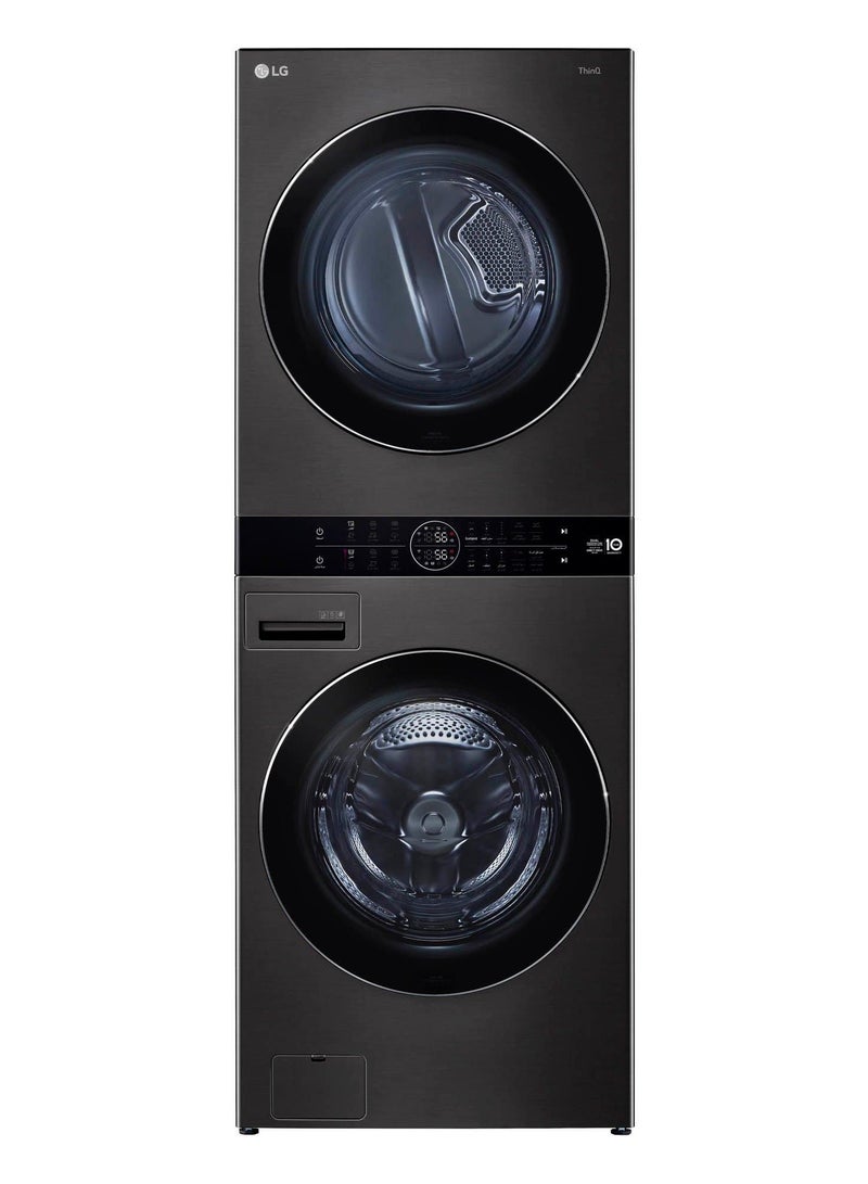 إل جي Single Unit Front Load 21 Kg 16kg WashTower WasherDryer ThinQ WFi Black Steel WK2116BST1 Black Steel  - Image 1
