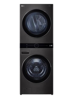 إل جي Single Unit Front Load 21 Kg 16kg WashTower WasherDryer ThinQ WFi Black Steel WK2116BST1 Black Steel  - Image 2