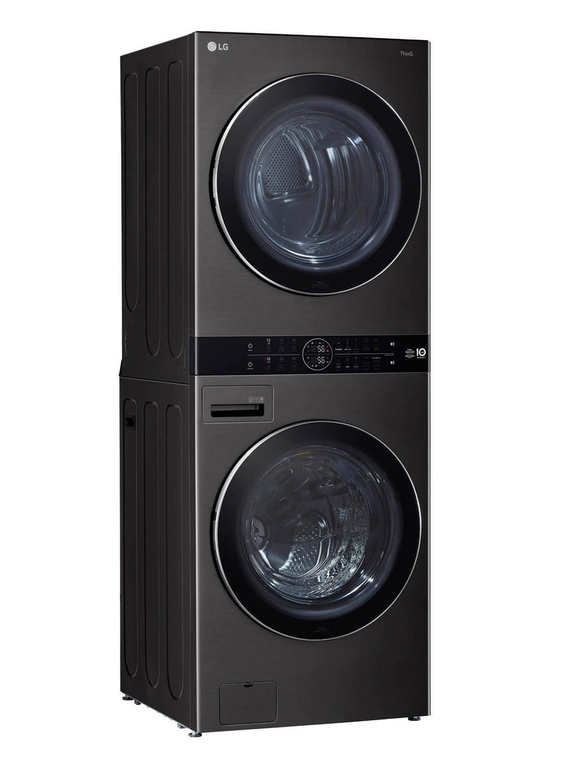 إل جي Single Unit Front Load 21 Kg 16kg WashTower WasherDryer ThinQ WFi Black Steel WK2116BST1 Black Steel  - Image 4