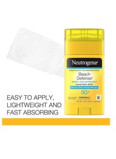 Neutrogena Beach Defense Water-Resistant SPF 50+ Sunscreen Stick, Broad Spectrum UVA/UVB Protection, PABA- & Oxybenzone-Free Face & Body Sunscreen Stick, Hands-Free Application 1.5 ozounce  - Image 1