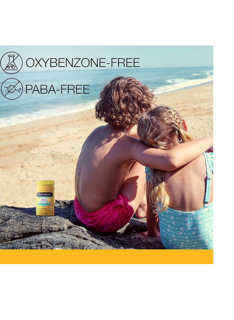 نيوتروجينا Beach Defense Water-Resistant SPF 50+ Sunscreen Stick, Broad Spectrum UVA/UVB Protection, PABA- & Oxybenzone-Free Face & Body Sunscreen Stick, Hands-Free Application 1.5 ozounce - Image 3