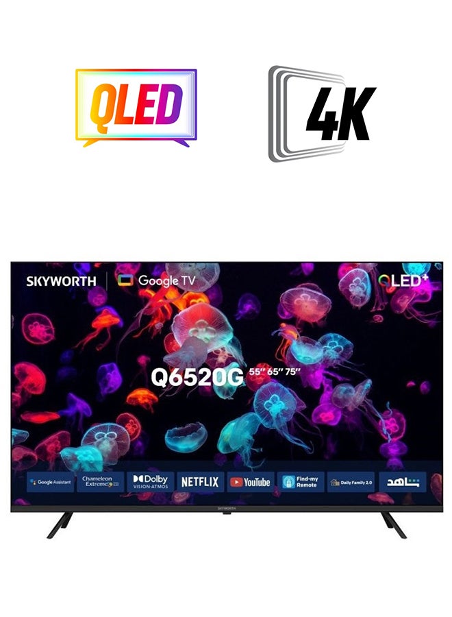 سكاي ورث تلفزيون ذكي 65 بوصة 4K QLED+، وضع الحماية للعين، وضع صانع الأفلام، نظام Google TV، ميزة العثور على الريموت، صوت Dolby Atmos وHDR10+، ضمان سنتين، 65Q6520G، أسود 65Q6520G - Image 2