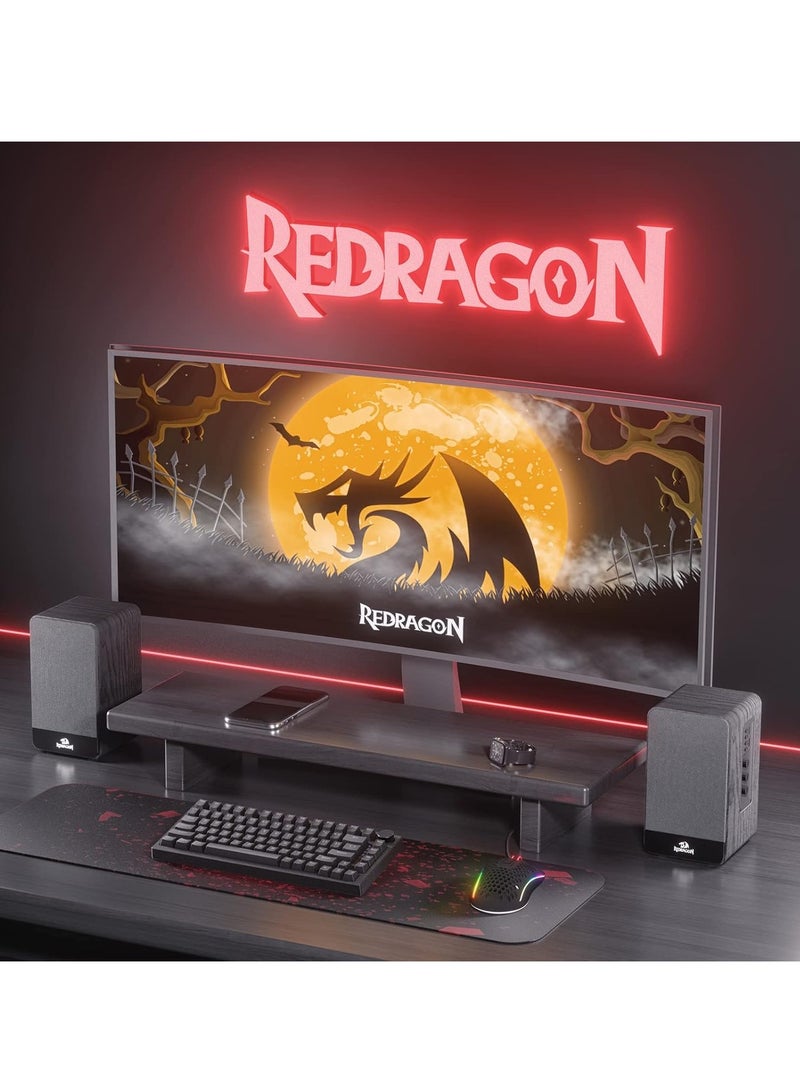 REDRAGON - GS813 Wireless Desktop Speakers, 2.0 Channel Bookshelf Speaker with Powerful 20W Output, BT 5.0/3.5mm AUX Connection, Enhanced Bass/Treble Knob Control and TF Card/USB Flash Drive Supported - Image 1