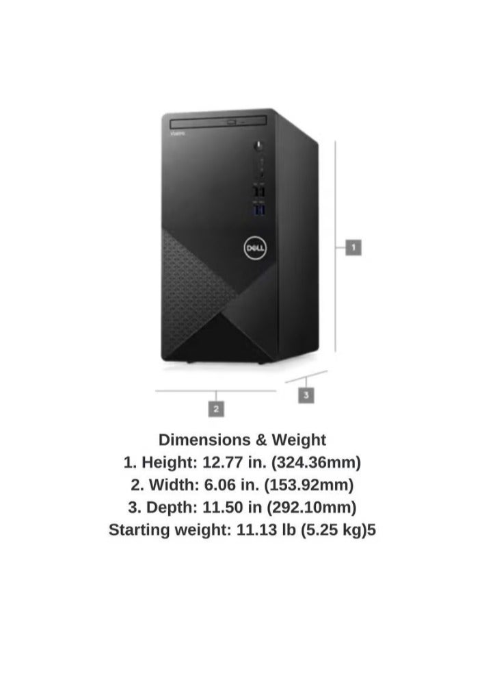 DELL Vostro 3910/Core I5-12400/8GB/256GB SSD/Intel UHD 730/DVD RW/WLAN + BT/Kb/Mouse/Ubuntu Black  - Image 3
