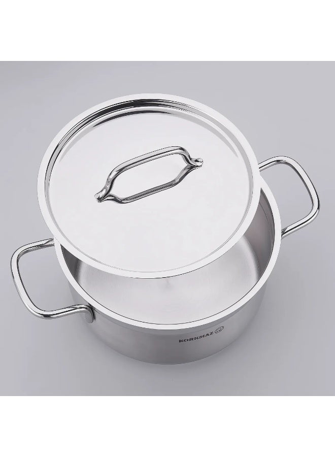 كوركماز Alfa Casserole with Lid 30X15 cm / 11.0 L | Stainless Steel Induction Compatible Cooking Pot | Silver - KA1031 Silver 30x15 cmcm - Image 3