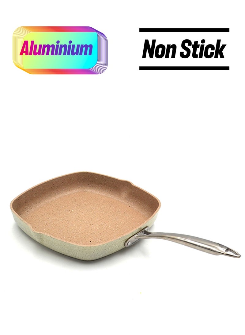 كوركماز مقلاة جرانيتا مربعة من الألمنيوم المطروق 28X28 سم | مقلاة مشوية غير لاصقة بطبقة جرانيتية | أواني طهي متوافقة مع الحث | KA1268 - Image 1