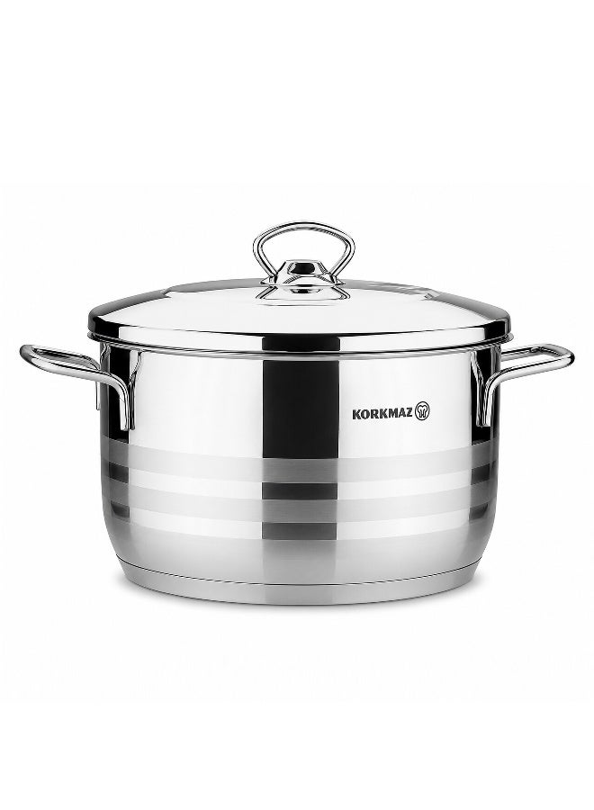 Korkmaz Astra 9 Pieces Stainless Steel Cookware Set |Stainless Steel Tri-Ply Sandwich Base | Induction Compatible Pots and Pans Set | Silver -  KA2020 Silver Silver - Image 4