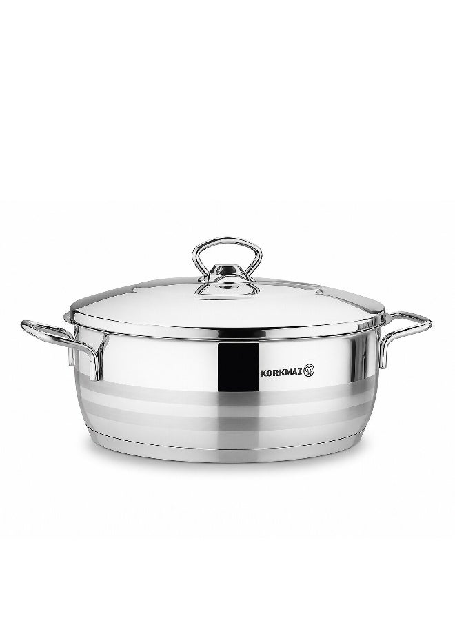 Korkmaz Astra 9 Pieces Stainless Steel Cookware Set |Stainless Steel Tri-Ply Sandwich Base | Induction Compatible Pots and Pans Set | Silver -  KA2020 Silver Silver - Image 5