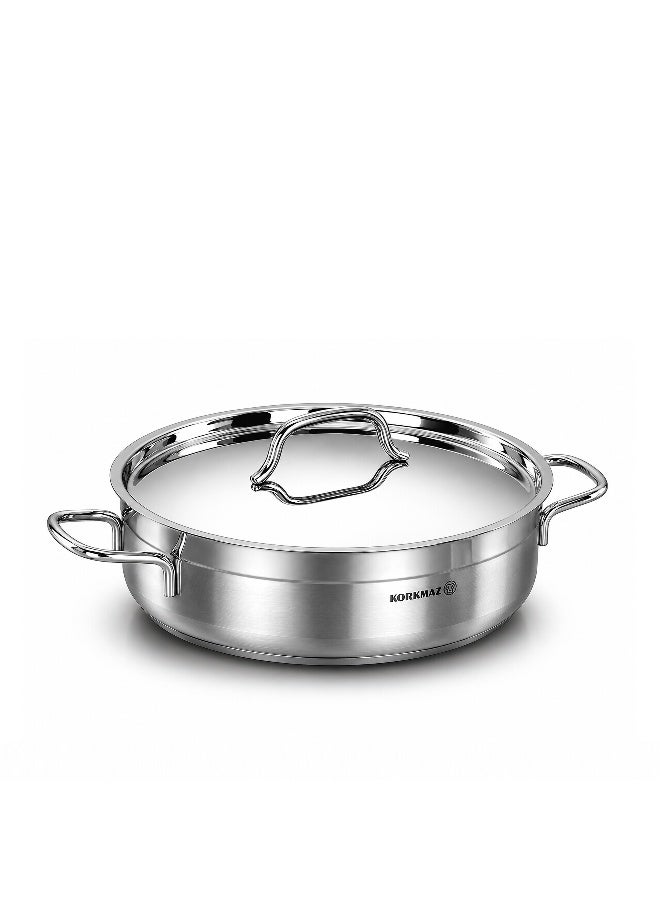 Korkmaz Alfa XL 11 Pieces Stainless Steel Cookware Set | Stainless Steel Tri-Ply Sandwich Base | Induction Compatible Pots and Pans Set | Silver -KA1641 High polished stainless steel - Image 4