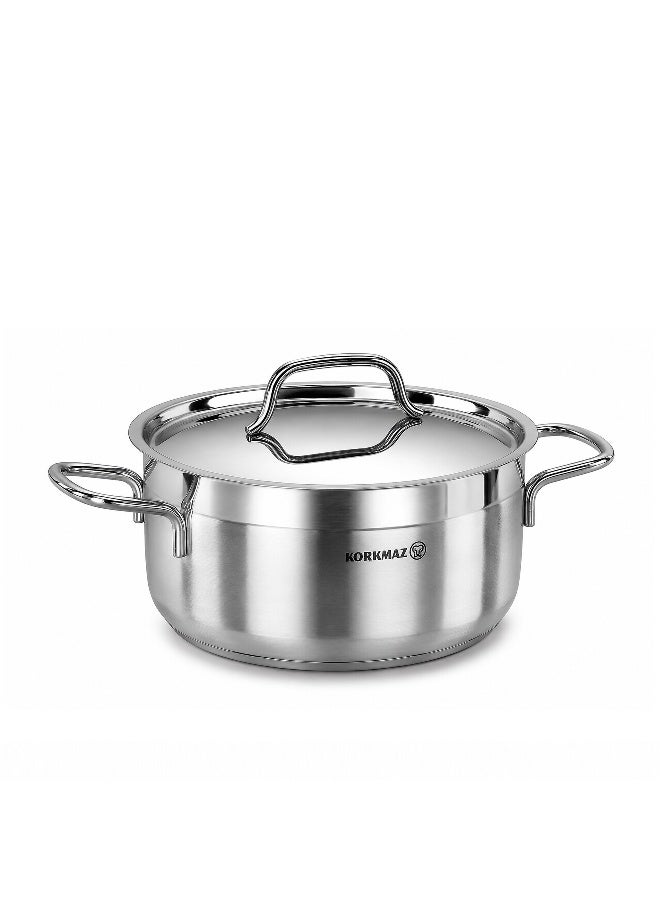 Korkmaz Alfa XL 11 Pieces Stainless Steel Cookware Set | Stainless Steel Tri-Ply Sandwich Base | Induction Compatible Pots and Pans Set | Silver -KA1641 High polished stainless steel - Image 2
