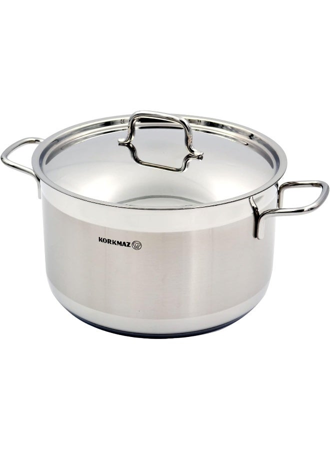 كوركماز Alfa Extra Deep Stainless Steel Casserole Pot 11L Silver 28x18 cmcm  - Image 2