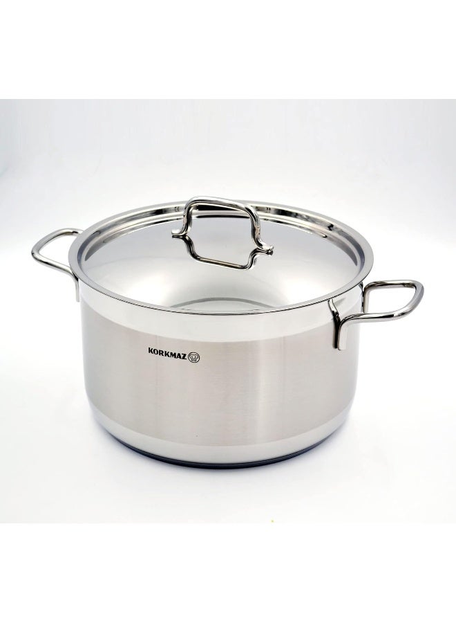 كوركماز Alfa Extra Deep Stainless Steel Casserole Pot 11L Silver 28x18 cmcm  - Image 3
