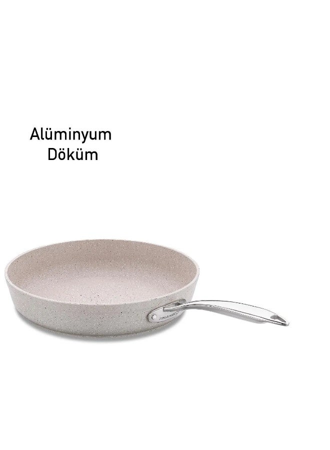 كوركماز مقلاة ألومنيوم مطبوخة غرانيتا 30X6 سم | طلاء جرانيت غير لاصق | أواني طهي بقاعدة تحريضية | فضي - KA1896 - Image 2