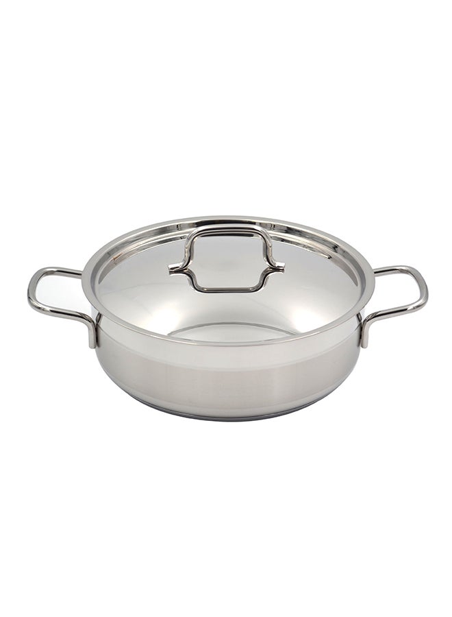 Korkmaz Alfa Low Casserole with Lid 28x9 cm / 5.5L | Stainless Steel Induction Compatible Stock Pot | Silver - KA1027 Silver 28x9 cmcm - Image 1