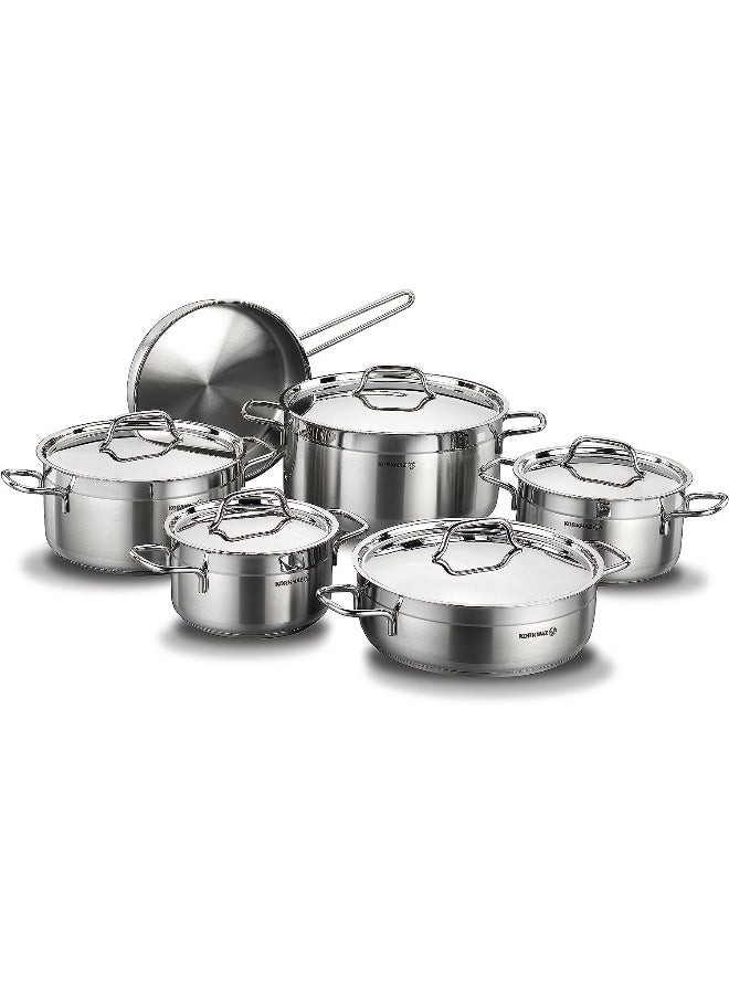 Korkmaz Alfa Plus 11 Pieces Stainless Steel Cookware Set | Induction Compatible Pots and Pans Set | Silver - KA1610 Silver - Image 1