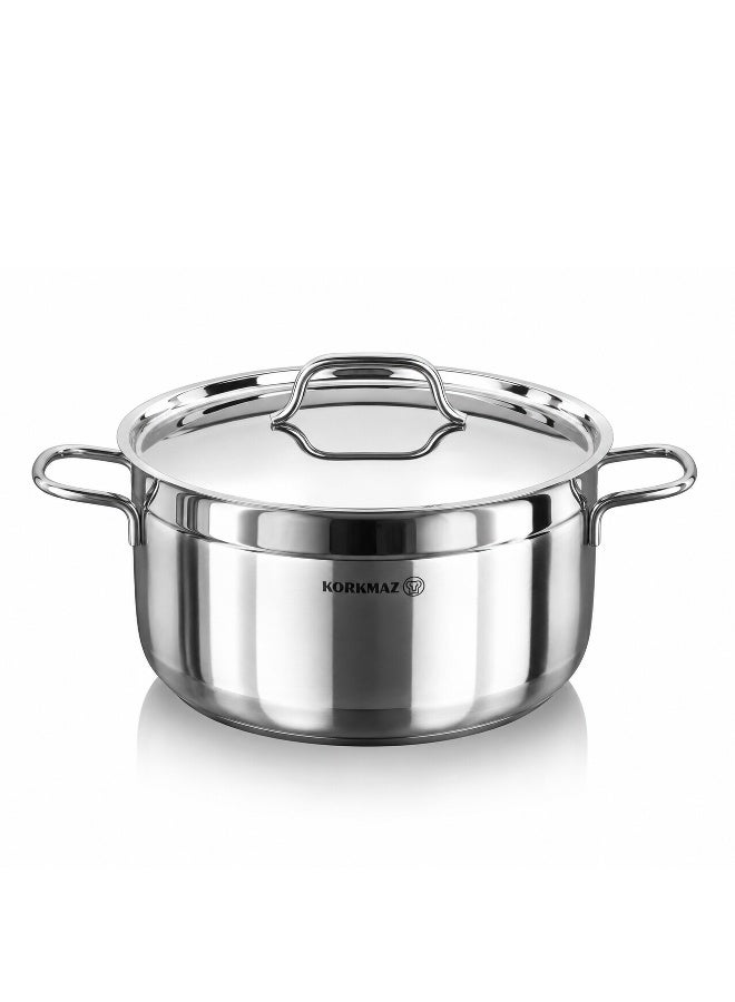 Korkmaz Alfa Plus 11 Pieces Stainless Steel Cookware Set | Stainless Steel Tri-Ply Sandwich Base | Induction Compatible Pots and Pans Set | Silver - KA1610 Silver Silver - Image 2