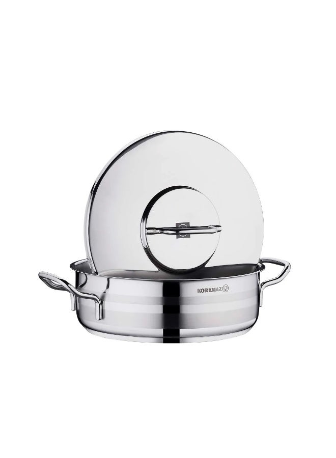 Korkmaz Astra2 Low Casserole 24X8 cm / 3.5 L | Induction Pot for Cooking | Turkish Stainless Steel Cookware - KA2034 Stainless Steel 24X8 Cmcm - Image 4