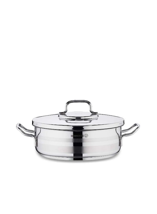 Korkmaz Astra2 Low Casserole 24X8 cm / 3.5 L | Induction Pot for Cooking | Turkish Stainless Steel Cookware - KA2034 Stainless Steel 24X8 Cmcm - Image 2