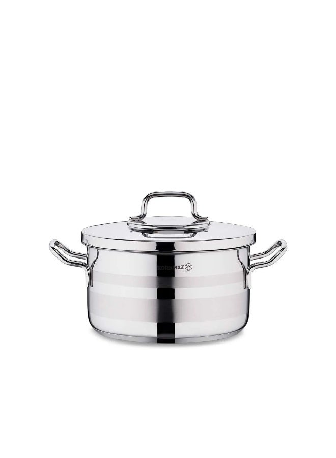 Korkmaz Astra2 Casserole 26X14 cm / 7.25 L |Stainless Steel Tri-Ply Sandwich Base | Induction Compatible  Cooking Pot | Stainless Steel Pot KA2026 Silver Silver 26x14cm - Image 1
