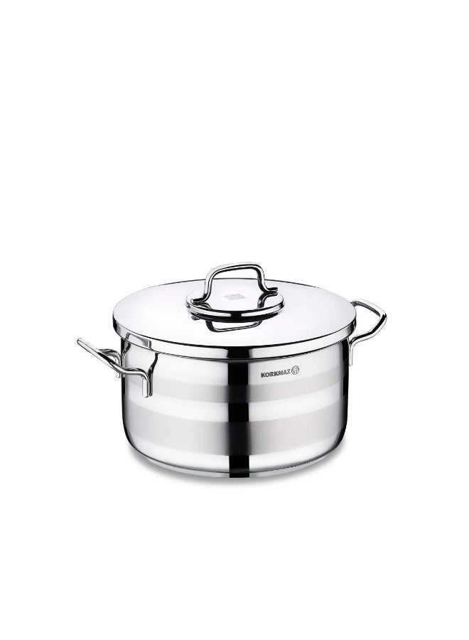 Korkmaz Astra2 Casserole 26X14 cm / 7.25 L |Stainless Steel Tri-Ply Sandwich Base | Induction Compatible  Cooking Pot | Stainless Steel Pot KA2026 Silver Silver 26x14cm - Image 4