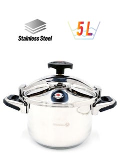 كوركماز Korkmaz Pressa Stainless Steel Pressure Cooker 5L | Aluminium Capsul Base Turkish Pressure Cooker with Heavy Lid | Induction Base Cooker Stainless Steel  - Image 1