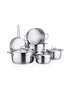 Korkmaz 10-Piece Granite Alfa Plus Induction Base Couscous Cookware Set Silver 