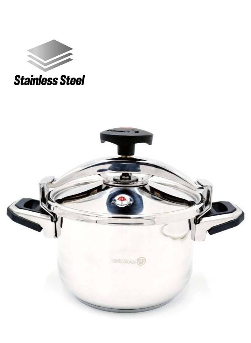 كوركماز طباخ ضغط بريسّا من الفولاذ المقاوم للصدأ 11 لتر | قاعدة كبسولة ألمنيوم طباخ ضغط تركي مع غطاء ثقيل | طباخ بقاعدة تحريضية | KA773 - Image 1