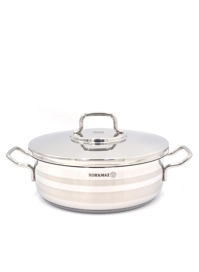 Korkmaz Korkmaz Astra Short Casserole Silver 26X8.5 Cmcm  - Image 1