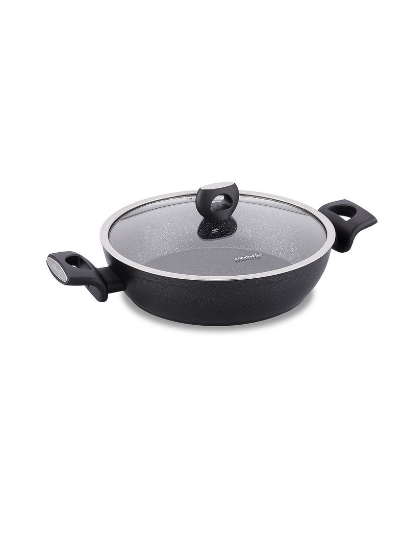 Korkmaz Nora Non-Stick Granite Low Casserole 2.2 lt Black 24 x 5.8cm 