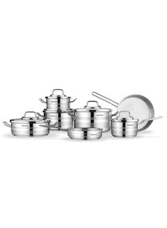 Korkmaz Korkmaz Astron 12-Piece Stainless Steel Cookware Set | Stainless Steel Pots and Pans Set | Induction Base Pans Set - KA2056 Silver 30cm  - Image 2