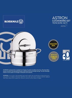 Korkmaz Korkmaz Astron 12-Piece Stainless Steel Cookware Set | Stainless Steel Pots and Pans Set | Induction Base Pans Set - KA2056 Silver 30cm  - Image 4
