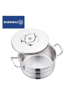 Korkmaz Korkmaz Astron 12-Piece Stainless Steel Cookware Set | Stainless Steel Pots and Pans Set | Induction Base Pans Set - KA2056 Silver 30cm  - Image 3