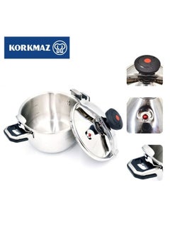 كوركماز Korkmaz Pressa Stainless Steel Pressure Cooker 9L | Aluminium Capsul Base Turkish Pressure Cooker with Heavy Lid |   Induction Base Cooker Stainless Steel  - Image 5