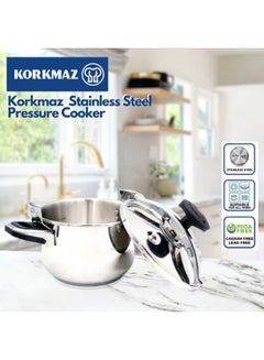 Korkmaz Pressa Stainless Steel Pressure Cooker 9L | Aluminium Capsul Base Turkish Pressure Cooker with Heavy Lid |   Induction Base Cooker Stainless Steel - pnsku/N70139533V/45/_/1736143807/71a32c42-9d0b-4ca4-81b3-ec145eb1f265