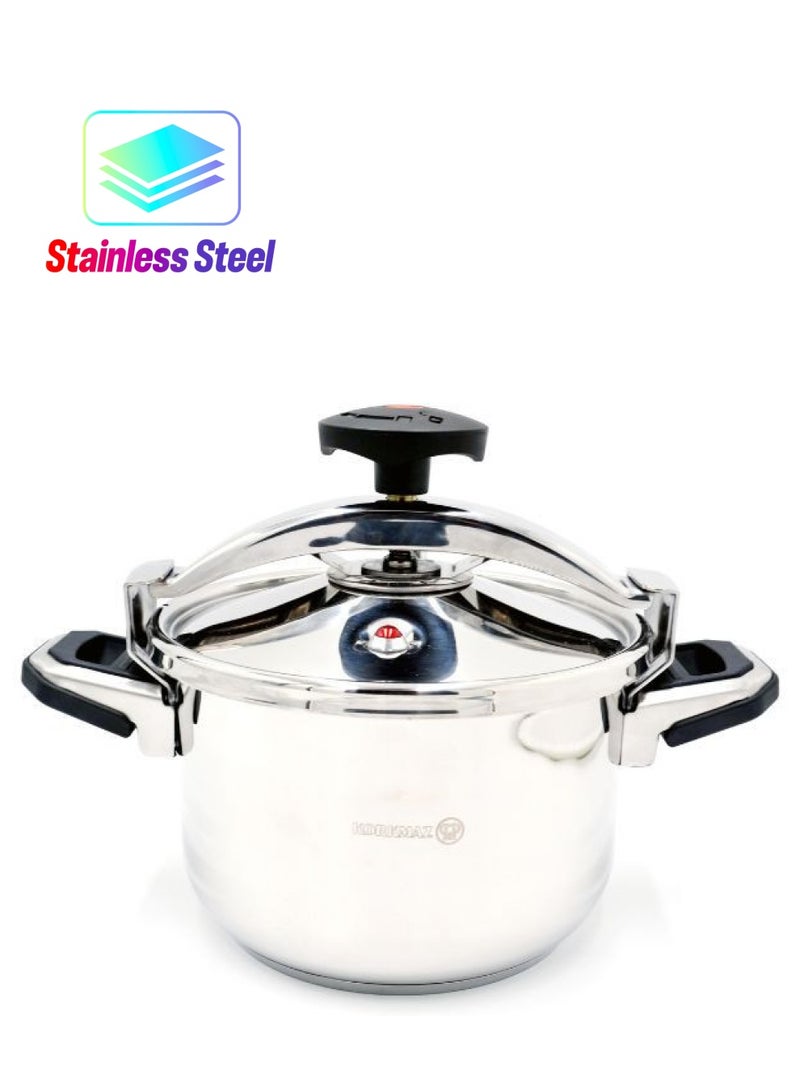 كوركماز طباخ ضغط بريسّا من الفولاذ المقاوم للصدأ 16 لتر | قاعدة كبسولة الألمنيوم طباخ ضغط تركي مع غطاء ثقيل | طباخ بقاعدة تحريضية | KA773-02 - Image 1